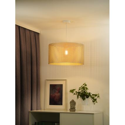 Duolla - Κρεμαστό φωτιστικό οροφής ROLLER RATTAN 1xE27/15W/230V διάμετρος 45 cm μπεζ