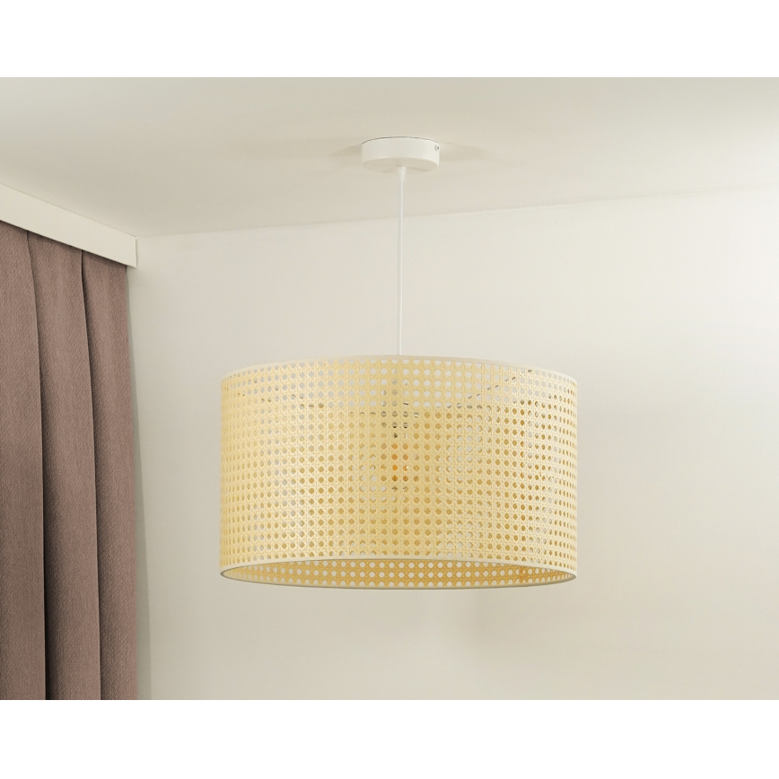 Duolla - Κρεμαστό φωτιστικό οροφής ROLLER RATTAN 1xE27/15W/230V διάμετρος 45 cm μπεζ