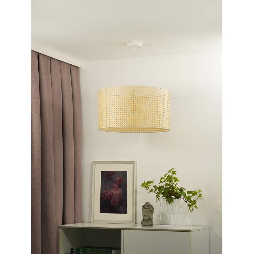Duolla - Κρεμαστό φωτιστικό οροφής ROLLER RATTAN 1xE27/15W/230V διάμετρος 45 cm μπεζ