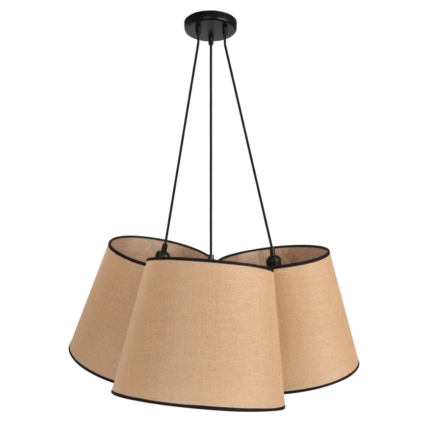 Duolla - Κρεμαστό φωτιστικό οροφής ROSSA 3xE27/15W/230V διάμετρος 75 cm καφέ/μαύρο