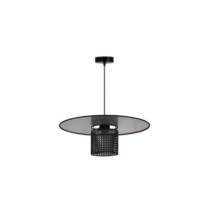 Duolla - Κρεμαστό φωτιστικό οροφής TOKYO RATTAN 1xE27/15W/230V διάμετρος 50 cm μαύρο/ασημί