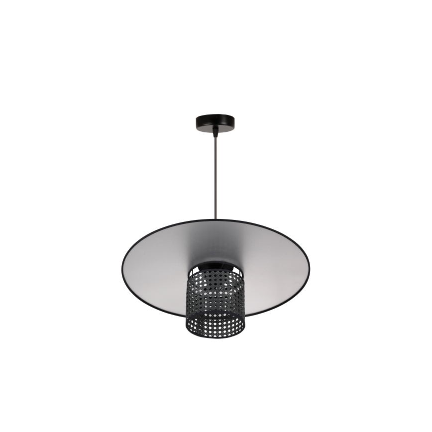 Duolla - Κρεμαστό φωτιστικό οροφής TOKYO RATTAN 1xE27/15W/230V διάμετρος 50 cm μαύρο/ασημί