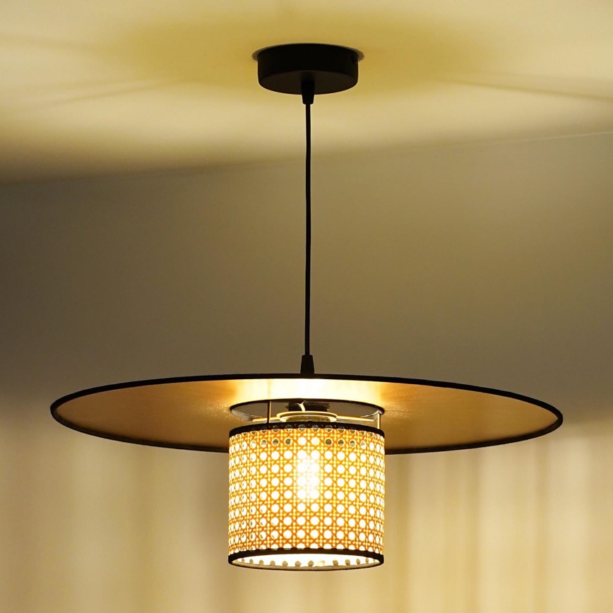 Duolla - Κρεμαστό φωτιστικό οροφής TOKYO RATTAN 1xE27/15W/230V διάμετρος 50 cm χρυσό/rattan