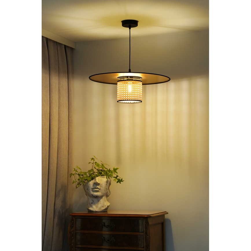 Duolla - Κρεμαστό φωτιστικό οροφής TOKYO RATTAN 1xE27/15W/230V διάμετρος 50 cm χρυσό/rattan