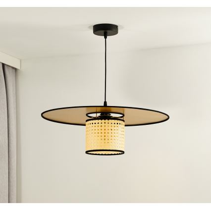 Duolla - Κρεμαστό φωτιστικό οροφής TOKYO RATTAN 1xE27/15W/230V διάμετρος 50 cm χρυσό/rattan