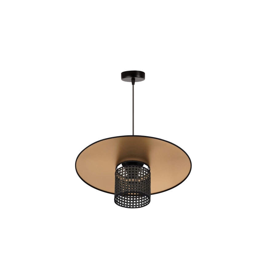 Duolla - Κρεμαστό φωτιστικό οροφής TOKYO RATTAN 1xE27/15W/230V διάμετρος 50 cm χρυσό/μαύρο