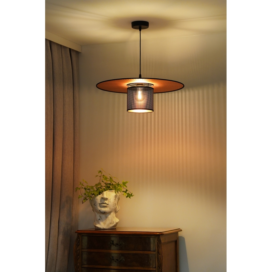 Duolla - Κρεμαστό φωτιστικό οροφής TOKYO SHINY 1xE27/15W/230V διάμετρος 50 cm μαύρο/χαλκός
