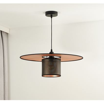 Duolla - Κρεμαστό φωτιστικό οροφής TOKYO SHINY 1xE27/15W/230V διάμετρος 50 cm μαύρο/χαλκός