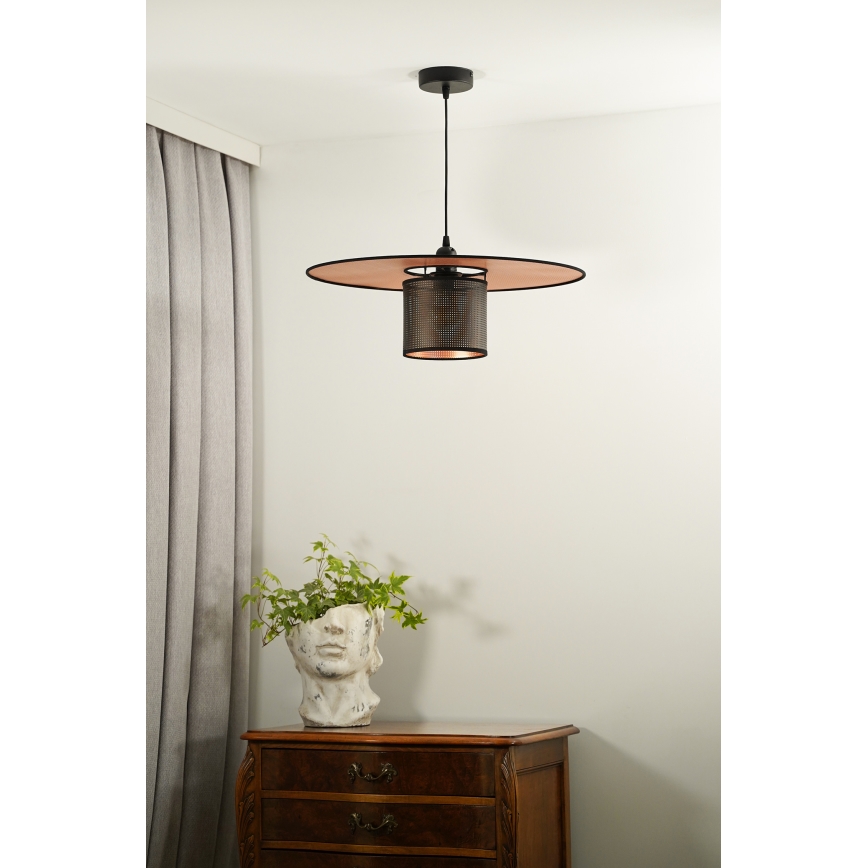 Duolla - Κρεμαστό φωτιστικό οροφής TOKYO SHINY 1xE27/15W/230V διάμετρος 50 cm μαύρο/χαλκός