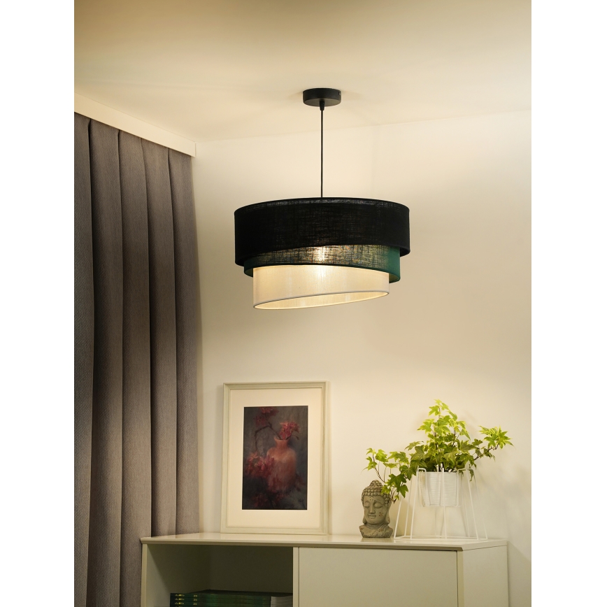 Duolla - Κρεμαστό φωτιστικό οροφής TRIO 1xE27/15W/230V διάμετρος 45 cm μαύρο/πράσινο/λευκό