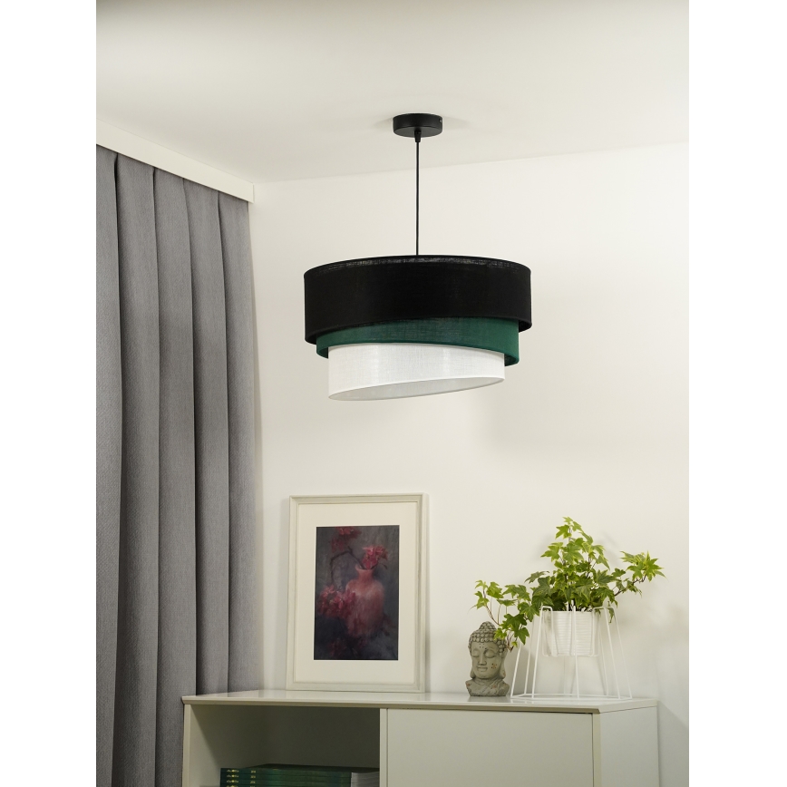 Duolla - Κρεμαστό φωτιστικό οροφής TRIO 1xE27/15W/230V διάμετρος 45 cm μαύρο/πράσινο/λευκό