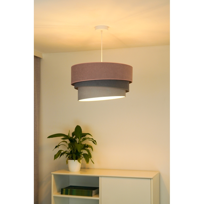 Duolla - Κρεμαστό φωτιστικό οροφής TRIO 1xE27/15W/230V διάμετρος 45 cm ροζ/γκρι/λευκό