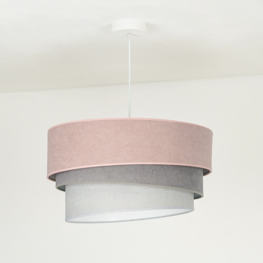 Duolla - Κρεμαστό φωτιστικό οροφής TRIO 1xE27/15W/230V διάμετρος 45 cm ροζ/γκρι/λευκό