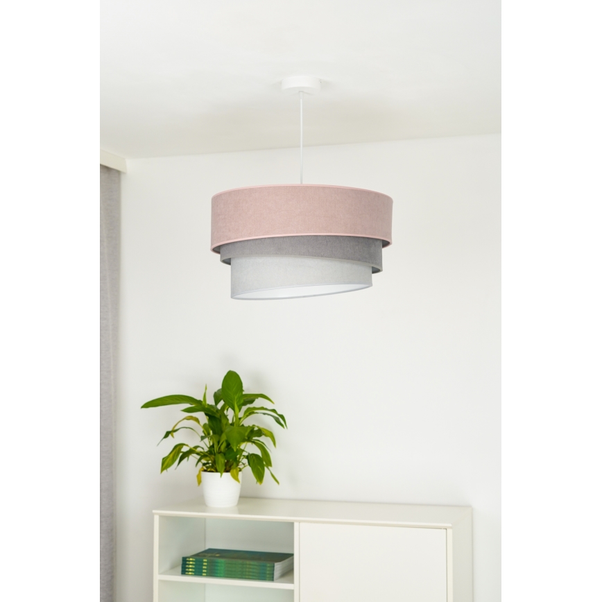 Duolla - Κρεμαστό φωτιστικό οροφής TRIO 1xE27/15W/230V διάμετρος 45 cm ροζ/γκρι/λευκό