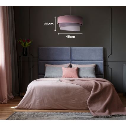 Duolla - Κρεμαστό φωτιστικό οροφής TRIO 1xE27/15W/230V διάμετρος 45 cm ροζ/γκρι/λευκό