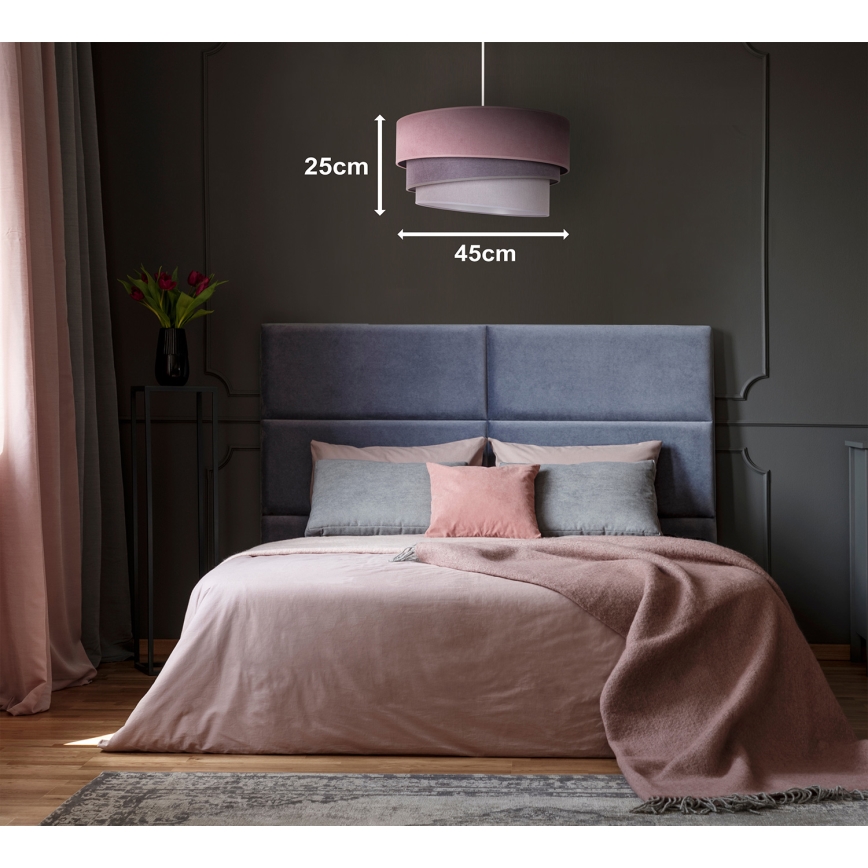 Duolla - Κρεμαστό φωτιστικό οροφής TRIO 1xE27/15W/230V διάμετρος 45 cm ροζ/γκρι/λευκό