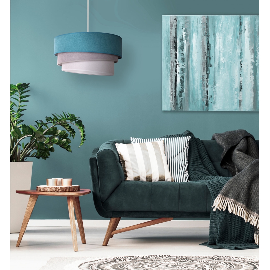 Duolla - Κρεμαστό φωτιστικό οροφής TRIO 1xE27/15W/230V διάμετρος 45 cm τουρκουάζ/γκρι/λευκό