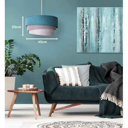 Duolla - Κρεμαστό φωτιστικό οροφής TRIO 1xE27/15W/230V διάμετρος 45 cm τουρκουάζ/γκρι/λευκό
