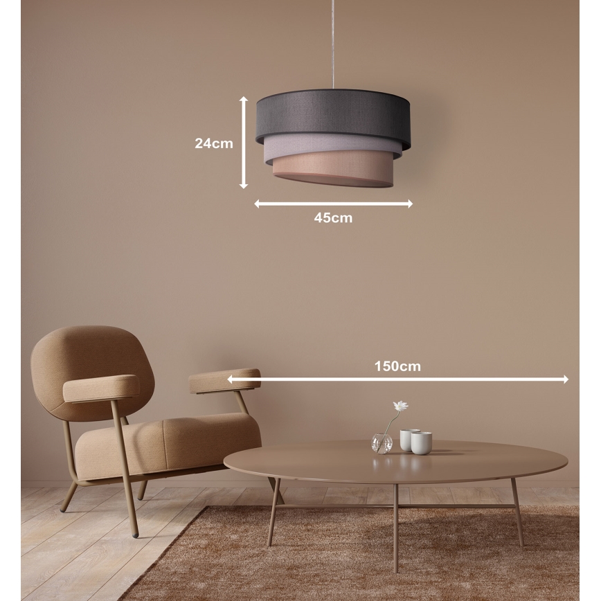 Duolla - Κρεμαστό φωτιστικό οροφής TRIO 1xE27/40W/230V διάμετρος 45 cm ανθρακί/γκρι/καφέ