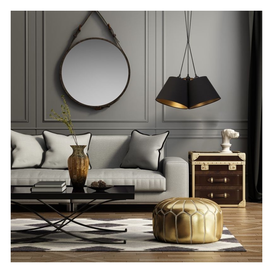 Duolla - Κρεμαστό φωτιστικό οροφής TWIGGY 3xE27/40W/230V διάμετρος 45 cm μαύρο