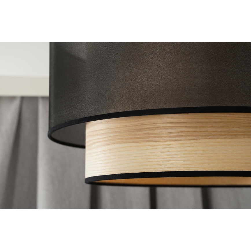 Duolla - Κρεμαστό φωτιστικό οροφής WOOD BOHO 1xE27/15W/230V διάμετρος 45 cm μαύρο/μπεζ