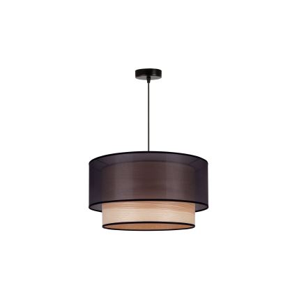 Duolla - Κρεμαστό φωτιστικό οροφής WOOD BOHO 1xE27/15W/230V διάμετρος 45 cm μαύρο/μπεζ