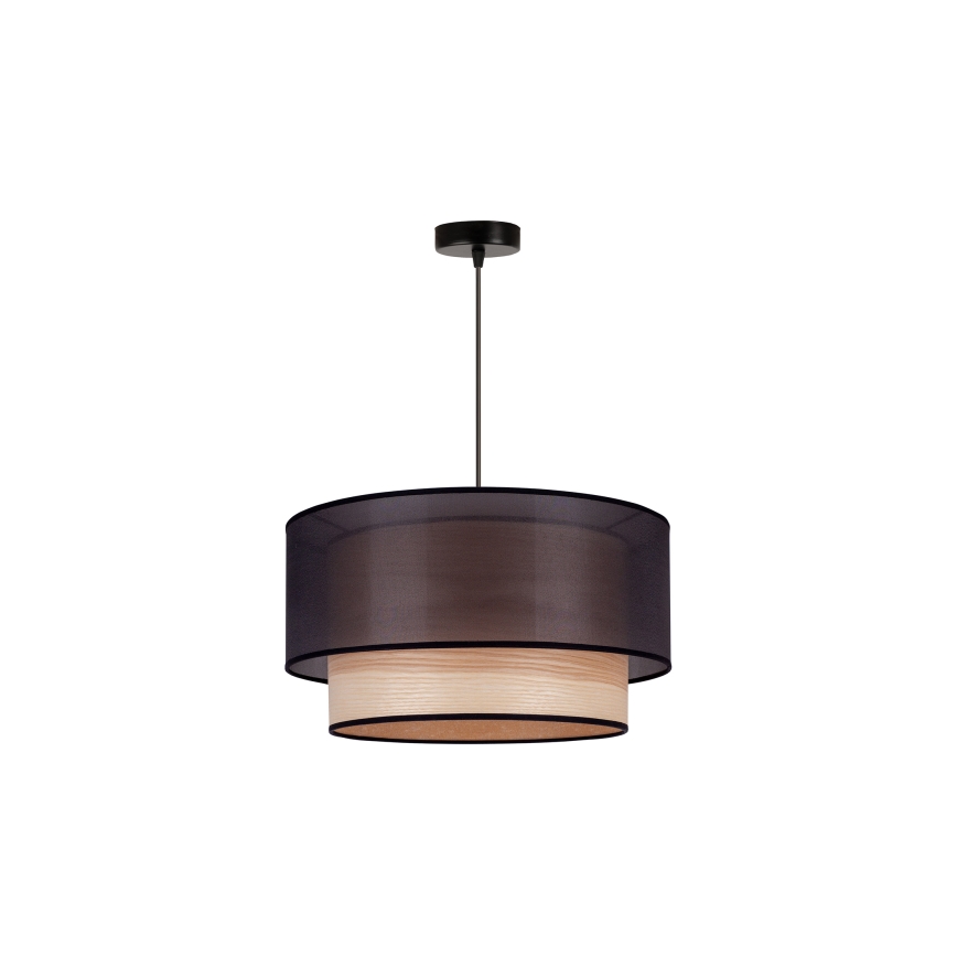 Duolla - Κρεμαστό φωτιστικό οροφής WOOD BOHO 1xE27/15W/230V διάμετρος 45 cm μαύρο/μπεζ