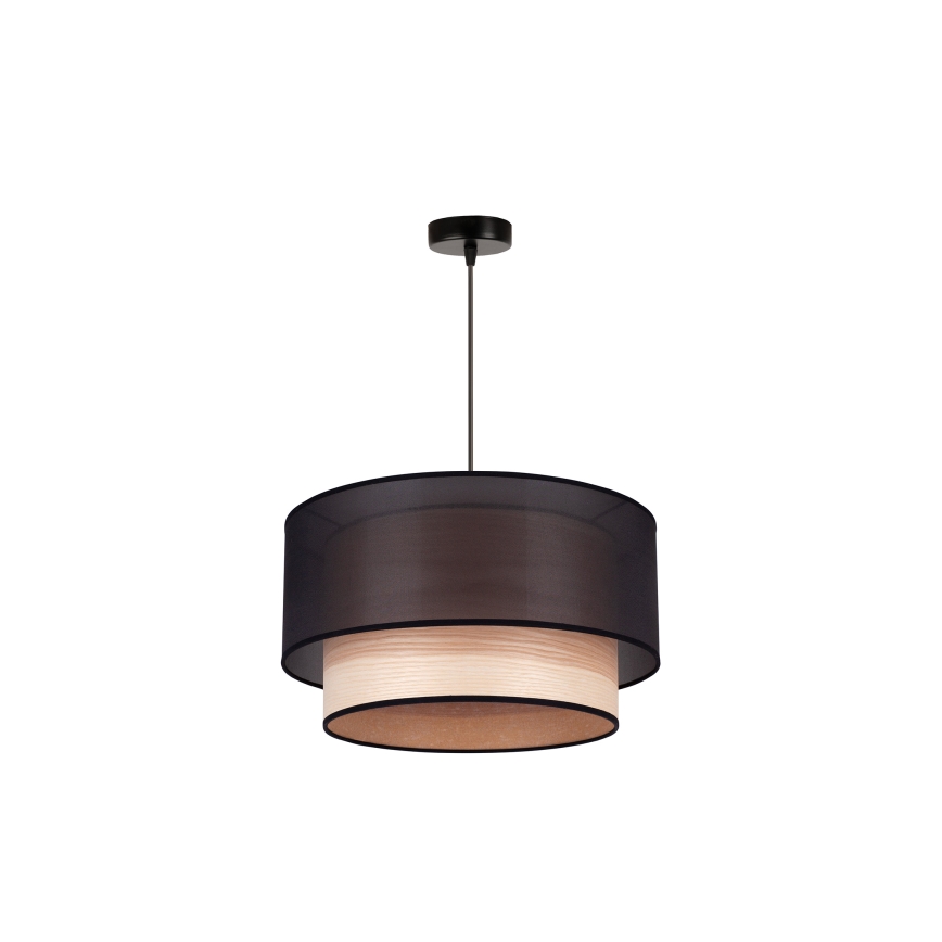 Duolla - Κρεμαστό φωτιστικό οροφής WOOD BOHO 1xE27/15W/230V διάμετρος 45 cm μαύρο/μπεζ