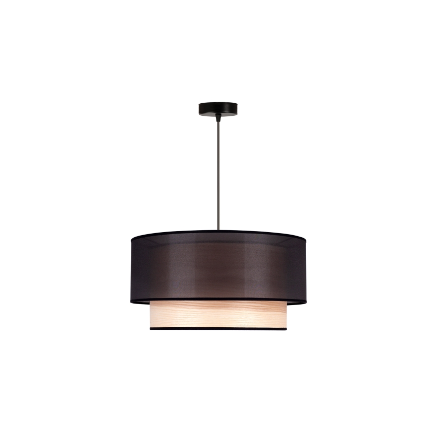 Duolla - Κρεμαστό φωτιστικό οροφής WOOD BOHO 1xE27/15W/230V διάμετρος 45 cm μαύρο/μπεζ