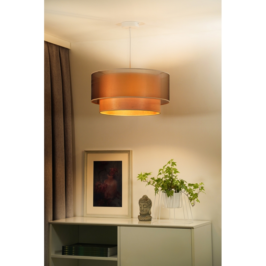 Duolla - Κρεμαστό φωτιστικό οροφής WOOD BOHO 1xE27/15W/230V διάμετρος 45 cm χαλκός/μπεζ
