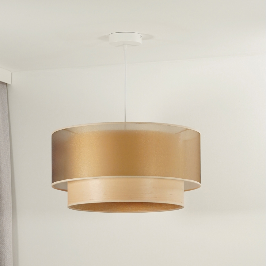 Duolla - Κρεμαστό φωτιστικό οροφής WOOD BOHO 1xE27/15W/230V διάμετρος 45 cm χαλκός/μπεζ