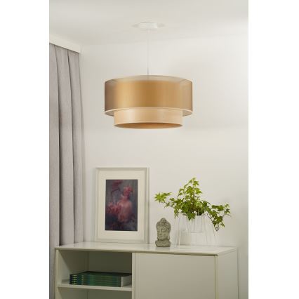 Duolla - Κρεμαστό φωτιστικό οροφής WOOD BOHO 1xE27/15W/230V διάμετρος 45 cm χαλκός/μπεζ