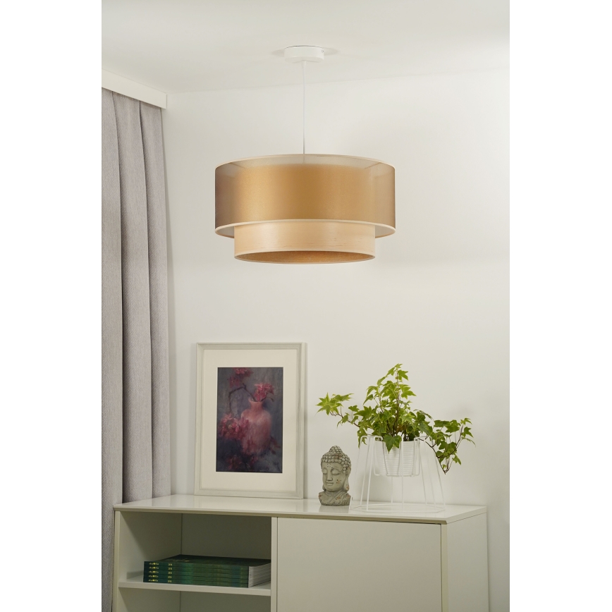 Duolla - Κρεμαστό φωτιστικό οροφής WOOD BOHO 1xE27/15W/230V διάμετρος 45 cm χαλκός/μπεζ