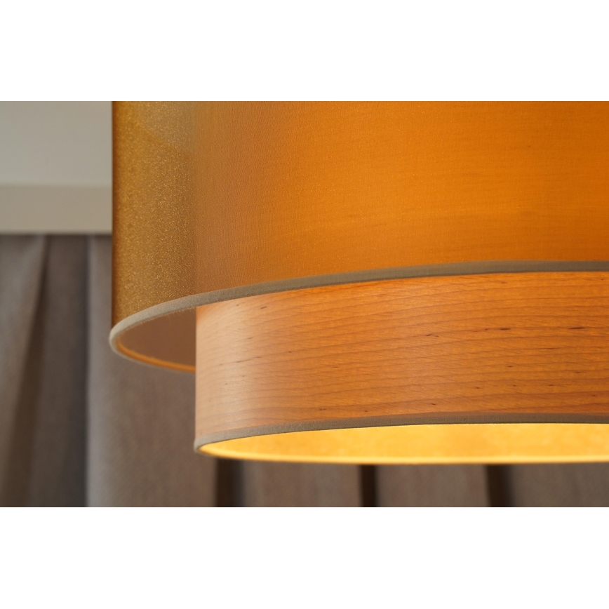 Duolla - Κρεμαστό φωτιστικό οροφής WOOD BOHO 1xE27/15W/230V διάμετρος 45 cm χαλκός/μπεζ