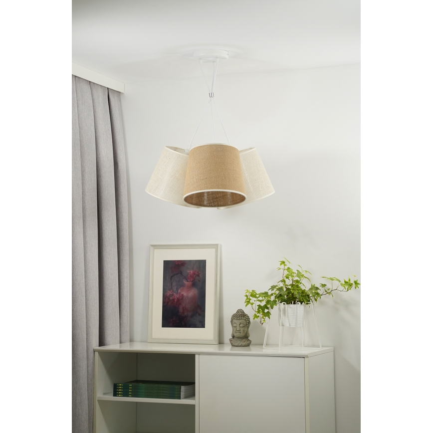 Duolla - Κρεμαστό φωτιστικό οροφής YUTE ROSSA 3xE27/15W/230V γκρι/καφέ