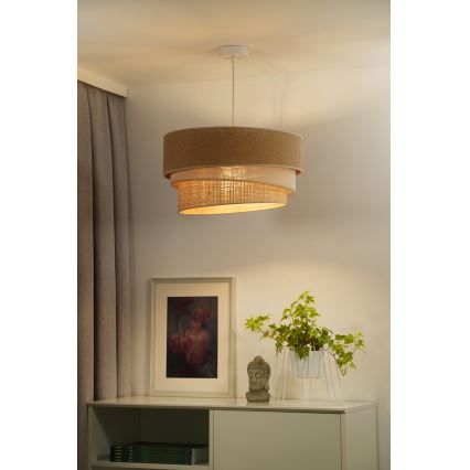 Duolla - Κρεμαστό φωτιστικό οροφής YUTE TRIO 3xE27/15W/230V διάμετρος 60 cm καφέ/γκρι/μπεζ