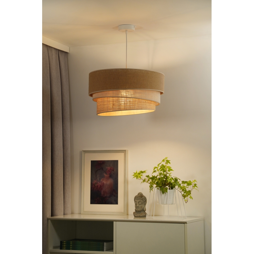 Duolla - Κρεμαστό φωτιστικό οροφής YUTE TRIO 3xE27/15W/230V διάμετρος 60 cm καφέ/γκρι/μπεζ