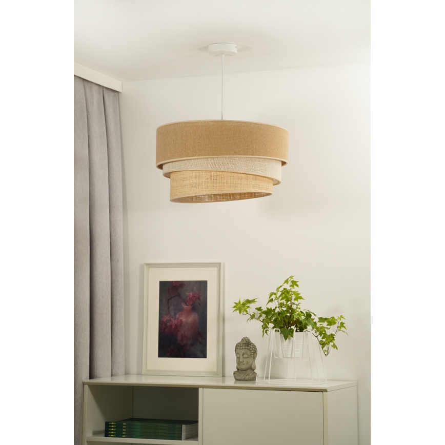 Duolla - Κρεμαστό φωτιστικό οροφής YUTE TRIO 3xE27/15W/230V διάμετρος 60 cm καφέ/γκρι/μπεζ