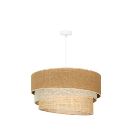Duolla - Κρεμαστό φωτιστικό οροφής YUTE TRIO 3xE27/15W/230V διάμετρος 60 cm καφέ/γκρι/μπεζ