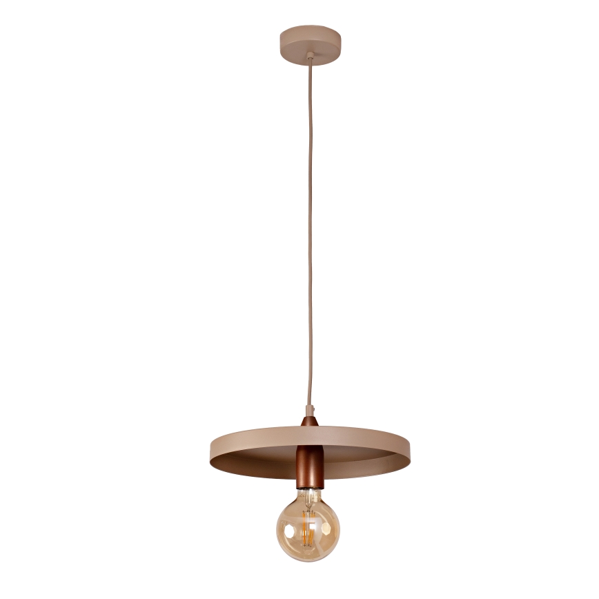 Duolla - Κρεμαστό φωτιστικό σε καλώδιο IRONLINE 1xE27/15W/230V Ø 30 cm μπεζ/χάλκινο