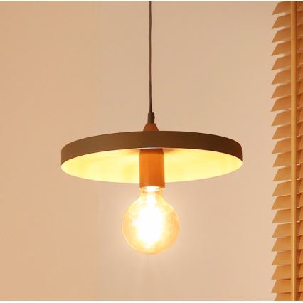 Duolla - Κρεμαστό φωτιστικό σε καλώδιο IRONLINE 1xE27/15W/230V Ø 30 cm μπεζ/χάλκινο