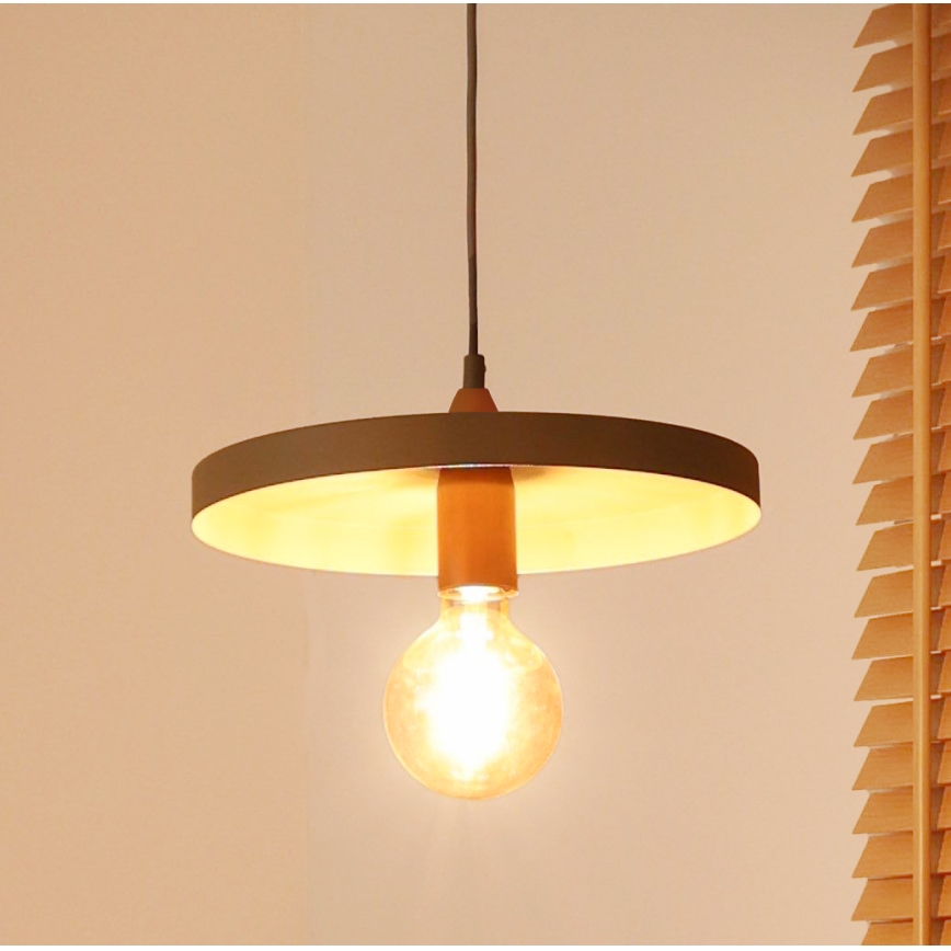 Duolla - Κρεμαστό φωτιστικό σε καλώδιο IRONLINE 1xE27/15W/230V Ø 30 cm μπεζ/χάλκινο