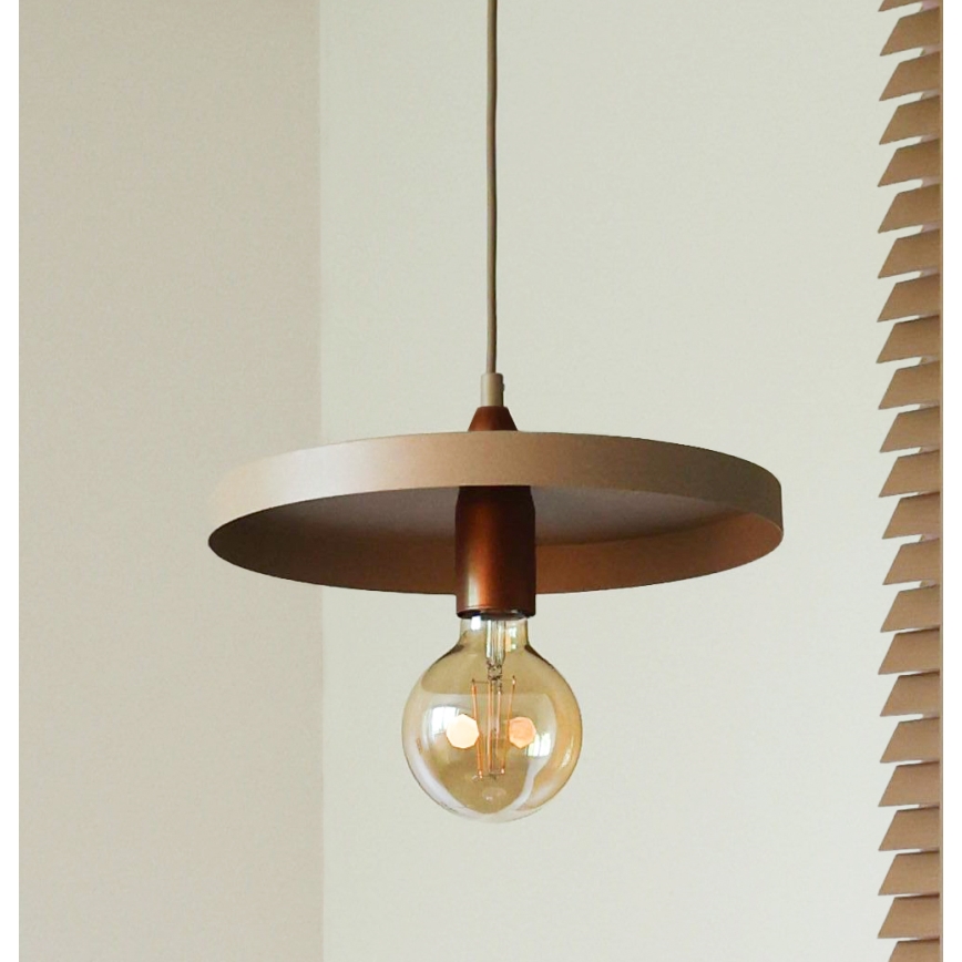 Duolla - Κρεμαστό φωτιστικό σε καλώδιο IRONLINE 1xE27/15W/230V Ø 30 cm μπεζ/χάλκινο