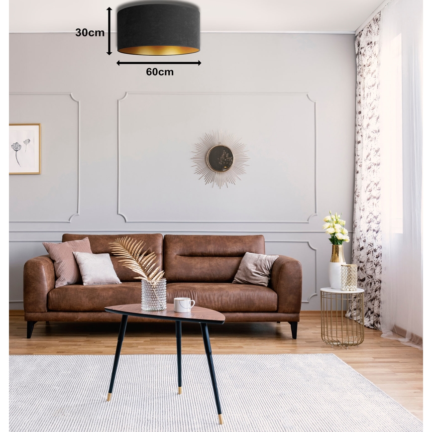 Duolla - Οροφής φωτιστικό ROLLER 3xE27/15W/230V διάμ. 60 εκ. μαύρο/χρυσό