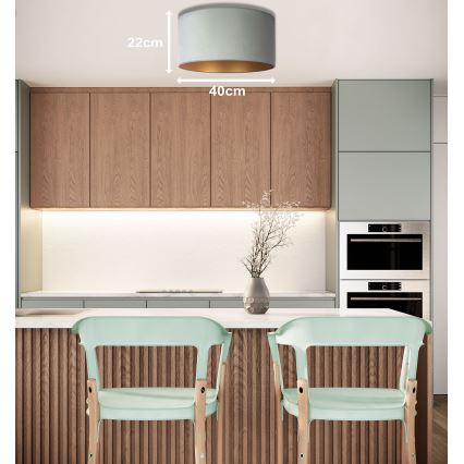 Duolla - Οροφής φωτιστικό ROLLER 1xE27/15W/230V διάμ. 40 εκ. ανοιχτό πράσινο/χρυσό