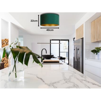 Duolla - Οροφής φωτιστικό ROLLER 1xE27/15W/230V διάμ. 40 εκ. σκούρο πράσινο/χρυσό