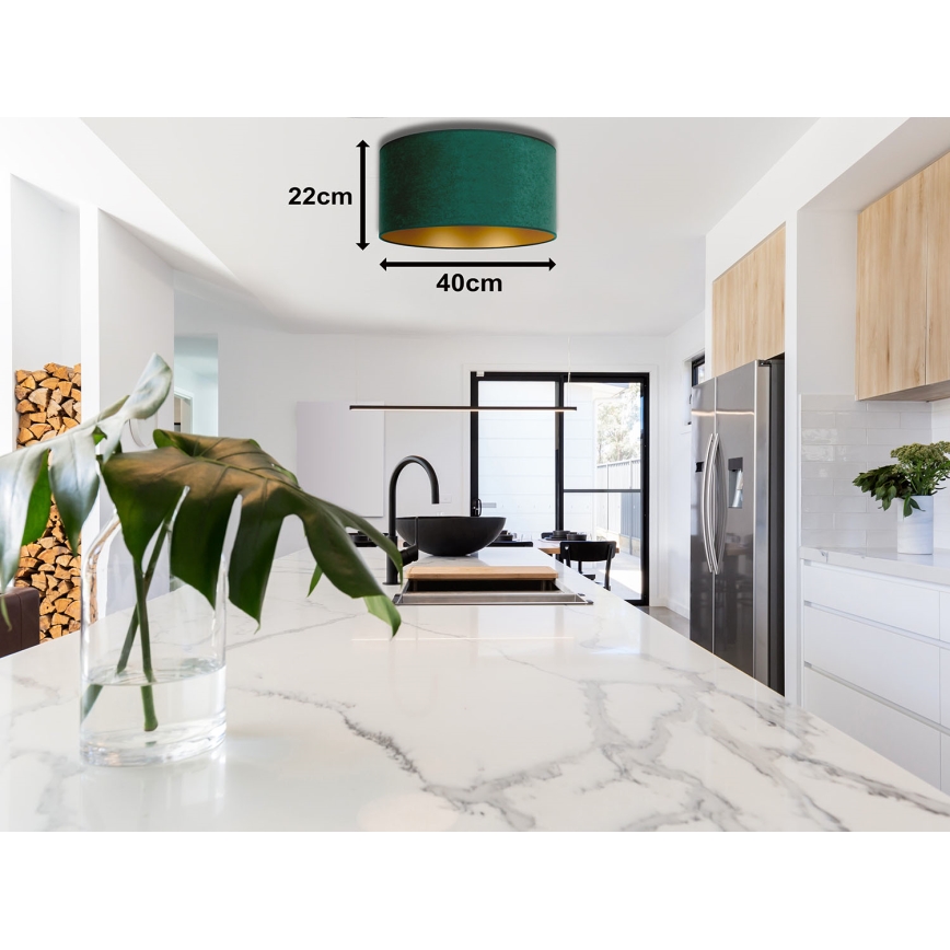 Duolla - Οροφής φωτιστικό ROLLER 1xE27/15W/230V διάμ. 40 εκ. σκούρο πράσινο/χρυσό