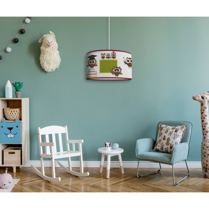 Duolla - Παιδικό κρεμαστό φωτιστικό οροφής OWLS MULTI 1xE27/15W/230V διάμετρος 35 cm
