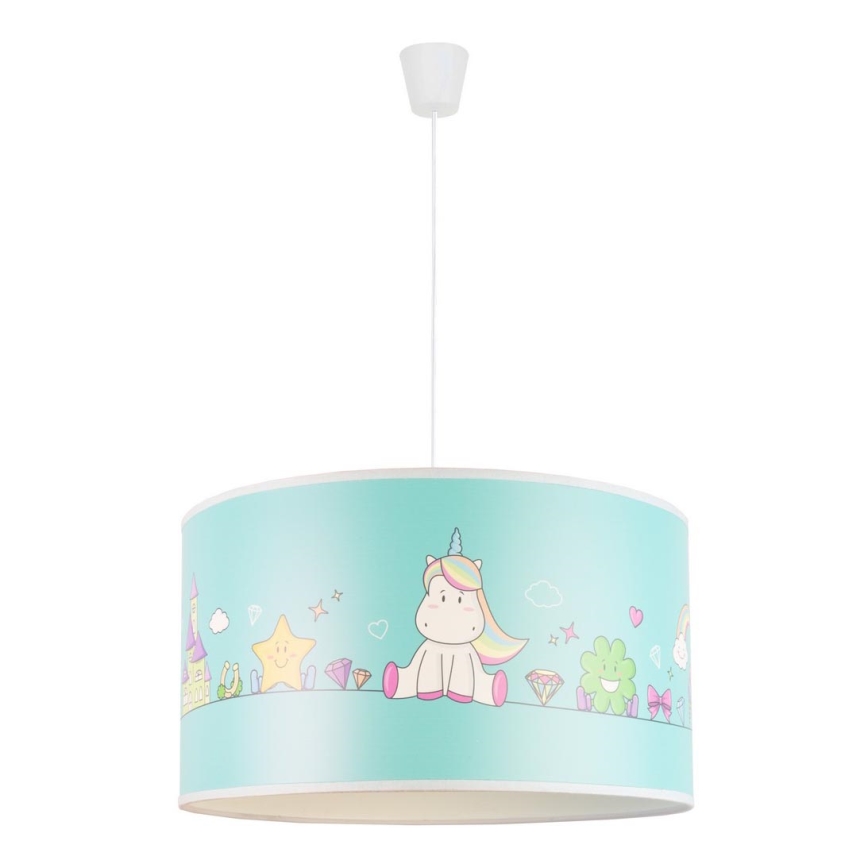 Duolla - Παιδικό κρεμαστό φωτιστικό οροφής UNICORN 1xE27/15W/230V διάμετρος 35 cm