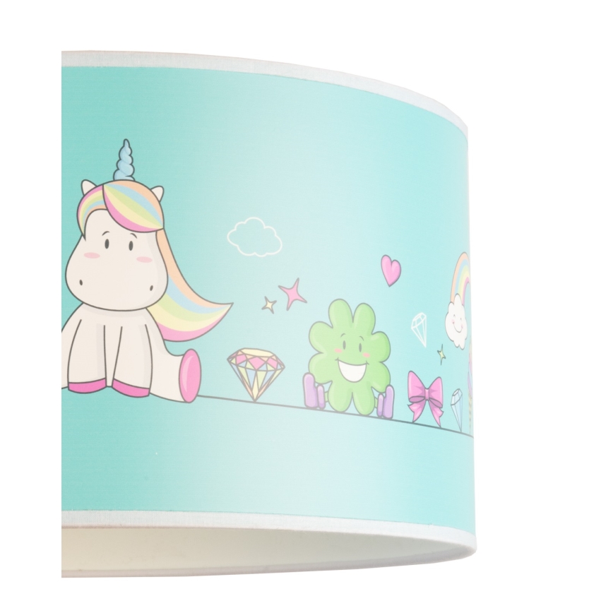 Duolla - Παιδικό κρεμαστό φωτιστικό οροφής UNICORN 1xE27/15W/230V διάμετρος 35 cm